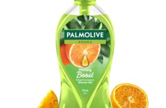 Palmolive Aroma Morning Tonic Body Wash, Gel Based Shower Gel with 100% Natural Citrus Essential Oil & Lemongrass Extracts – pH Balanced, No Parabens, No Silicones, 750ml Pump