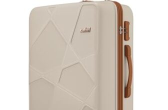 Safari Pentagon Pro 8 Wheels 66cm Medium Size Trolley Bag, Hard Case Polypropylene, 360º Wheeling Check in Luggage, Suitcase for Travel, Trolley Bags for Travel, Luxury Beige