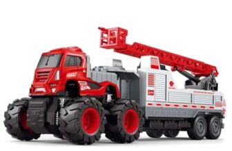 ToyBharat Super Power Fire Trailer Toy Truck | Friction-Powered Rescue Vehicle with Flashing Lights & Realistic Siren Sounds | Durable ABS Build | Kids Gift for Boys & Girls (3+ Years)