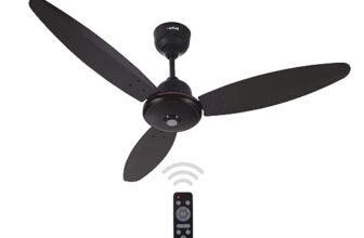 ACTIVA Gracia 1200MM (28 Watts) BLDC Motor Ceiling Fan With LED Light | Remote | 3 Blade Energy Saving BEE 5 Star Rated Fan | Noiseless Operation | High Speed | 5 Year Warranty (Smoke Brown)