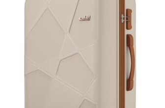 Safari Pentagon Pro 8 Wheels 75cm Large Size Trolley Bag, Hard Case Polypropylene, 360º Wheeling Check in Luggage, Suitcase for Travel, Trolley Bags for Travel, Luxury Beige