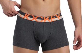Jockey FP03 Men’s Super Combed Cotton Rib Solid Trunk with Ultrasoft Waistband (Pack of 2) _Charcoal Melange_XL