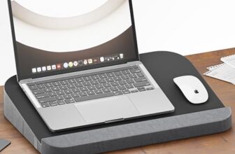 FOVERA Tabletop Laptop Riser Stand Cushion | Fits up to 17” Laptops | Large (21 x 15 x 3.5 Inch) Lightweight, Mouse-Friendly Top, Soft Wrist Support & Side Pockets | for All Laptops (Dark Grey)