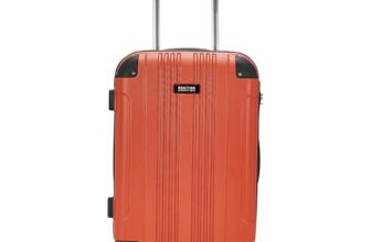 Kenneth Cole Out of Bound Hardside 20 inch 4-Wheel Carry on Spinner Luggage | Durable & Lightweight Travel Trolley Bag with Combination Lock for Men & Women | 360 Degree Wheel Rotate Suitcase, Orange