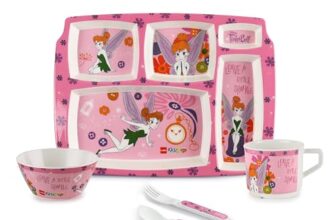 Cello Kidzbee Pentameal Tinker Bell Melamine Meal Set for Kids, Set of 5, Light Pink | BPA Free and Food-Grade Material | Attractive and Kidfriendly Designs | Break Resistant & Durable Set