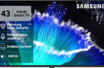 Samsung 108 cm (43 inch) Full HD LED Smart Tizen TV with Voice Assistance Remote Control | 100+ Free Channels | HDR 10+ Support | PurColor | Samsung Knox Security | Digital Tuner | Object Tracking Sound Lite | Adaptive Sound | Q-Symphony(UA43F5550FUXXL)
