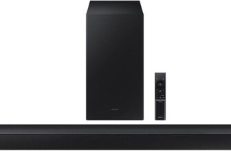 Samsung (HW-B45E/XL) 3 speakers Wireless Subwoofer, Dolby Digital and DTS Virtual X 300 W Bluetooth Soundbar(Black, 2.1 Channel)