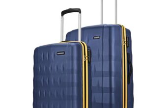 Aristocrat Comet Set of 2 Trolley Bag 56, 66cm | Small+Medium| Hard Luggage| Smooth 8-Wheel Suitcase| Combination Lock with Sturdy Zipper| Full Fabric Convipack | 3-Year International Warranty (Blue)