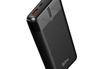 pTron Dynamo Surge 20000mAh 22.5W Fast Charging Power Bank, Supports VOOC/Wrap/Dash USB Charging, USB Type-C Input, 20W PD Fast Charging, 3 Outputs, 1 Input & Multiple Layers of Protection (Black)