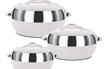MILTON Fiesta Jr. Casserole Set of 3 (450ml, 830ml, 1370ml) | Inner Stainless Steel | BPA-Free, Food Grade | Keeps Food Hot & Cold | Dishwasher Safe | White | Ideal for Serving