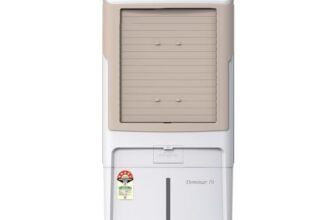 Kenstar Dominar HC 70 Desert Air Cooler|70L Tank|5-Star BEE Rated|5-Year Warranty on Pump & Motor|50 ft Air Throw|Honeycomb Cooling Pads|Ice Chamber|Water Level Indicator I 16-Inch Fan I White & beige