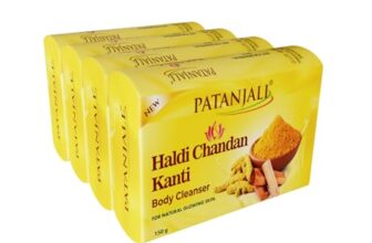 Patanjali Haldi Chandan Kanti Body Cleanser Soap for Men and Women(150g, Pack of 4), Nourishing & Moisturizing, Natural Aloe Vera Soap for Soft Skin
