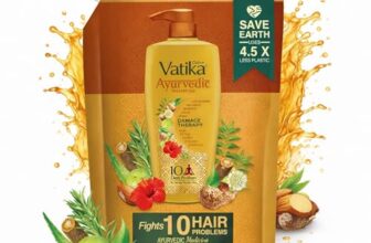 Dabur Vatika Ayurvedic Shampoo Refill Pouch – 1 L | Damage Therapy | Power of 10 Ingredients for Solving 10 Hair Problems | No Parabens | For All Hair Types