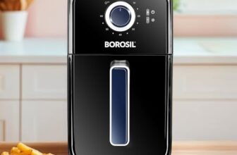 Borosil Best Air Fryer | 4 in 1 Function with QuickFry Technology, Auto Off Function | Air Fryer for Bake, Grill, Roast, Reheat etc. | 90% Less Oil | 2 Year Warranty | Black (3.6 L)