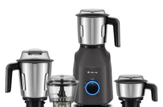 Atomberg Yulia 750 Watt Mixer Grinder | 4 Multipurpose Jars including Chopper Jar | Coarse Mode for Silbatta-like Textures | Powerful Intelligent Motor | Advanced Safety Features | Pebble Grey