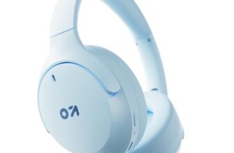 GOBOULT Q Over Ear Bluetooth Headphones with 70H Playtime, 40mm Bass Driver, Zen™ ENC Mic, Type-C Fast Charging, 4 EQ Mode, IPX5, Made in India, Headphones Wireless with mic (Ice Blue)