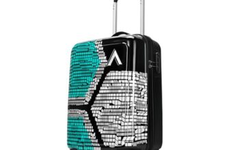 Aristocrat Bruce Cabin Trolley Bag 54cm | Small | Hard Luggage | Smooth 8-Wheel Suitcase | Secure Combination Lock with Sturdy Zipper | Full Fabric Convipack | 3-Year Warranty (Blue)