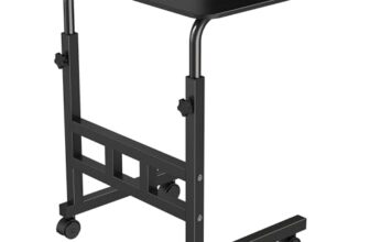 Amazon Brand – Umi Wooden Multipurpose Adjustable Height Table with Wheels For Work From Home, Study, Office And Bedroom (Without Drawer)