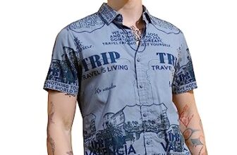 KETCH Mens Regular Slim Fit Casual Shirt (KHSH001368_Blue_S)