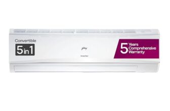 Godrej 1.4 Ton 5 Star, 5 Years Comprehensive Warranty, AI Tech, 5-In-1 Convertible Cooling, Heavy Duty Cooling At 52 °C Inverter Split AC (Copper, I-Sense Technology, AC 1.4T EI 17LINV5R32 WYR, White)