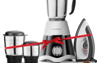 Longway Super Dlx Mixer Grinder with Kwid 1100W Dry Iron | Up to 700 Watt Powerful Motor | 3 Jars for Grinding, Mixing, Juicing | 2 Year Warranty (Black & Gray, Combo Offer)