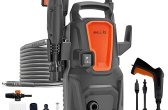 IBELL WIND20 Pressure Washer for Car, 1300 Watts Motor, 100 Bars, 6L/Min Flow Rate, 5 Meters Outlet Hose, for Car, Bike and Home & Outdoor Cleaning Cleaning Purpose, Black and Orange