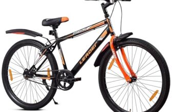 Leader Scout MTB 26T Mountain Cycle for Men with Complete Cycle Accessories | Without Gear Cycle | Single Speed Cycle,Ideal for 10 + Years,Mountain Bike,Black-Orange,Unisex-Child,Rigid,18 inches
