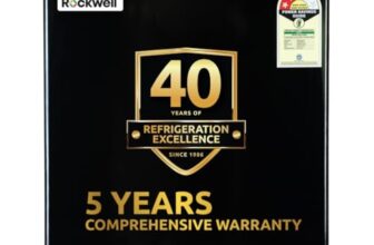 ROCKWELL 47L Mini Fridge with Freezer, 2 Star, 5 Year Warranty, Direct Cool Technology, Adjustable Shelves, Ideal for Bedroom, Small Spaces, Hostels, and Offices, Black