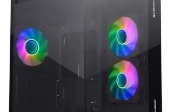 ZEBRONICS Mercury Premium Gaming Chassis with Support for mATX | Mini ITX | 240mm AIO, Dual Chamber Design, Infinity Ring ARGB Fan, Wraparound Tempered Glass (Black)