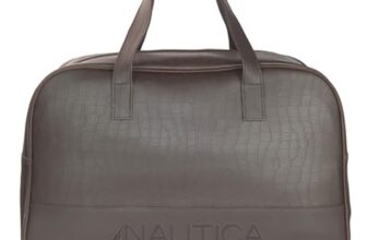 Nautica Unisex 25L PU Duffle Bag for Travel | Stylish Leatherette Cabin Luggage with Smooth Zippers | Compact, Comfortable & Spacious for Weekend Trips, Gym & Everyday Use | Brown
