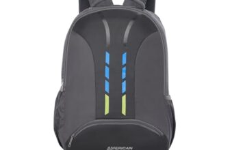 American Tourister Martt+ 01, 28L Laptop Backpack, Office Bag, Backpack Bag For Man and Women With Rain Cover, Ergo Back and Air Groove, Grey