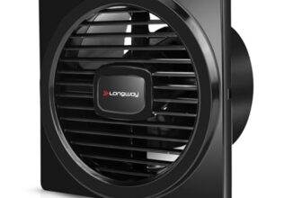 LONGWAY Gusto 6 Inch 150 mm Energy Efficient Exhaust Fan | High Speed Powerful Motor | Noiseless Operation & Easy to Clean | Suitable for Bathroom, Kitchen, Office | 2 Years Warranty (Black)