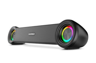Nu Republic Partybox 180 with 18W Output, Upto 6 Hrs Playtime, 52mm Dynamic Driver, Vibrant RGB Light Bluetooth Soundbar (Black)