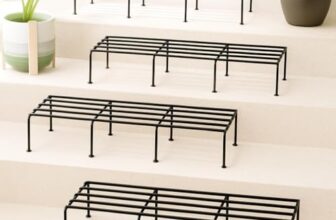 TrustBasket Bold Plant Stand | 24 Inch, Set of 4 | Durable 9 Layer Coating Anti-Rust Metal | 80 KG Capacity | Plant Stands for Outdoor Balcony & Indoor Living Room | Pot Stands for Plants in Balcony | Black