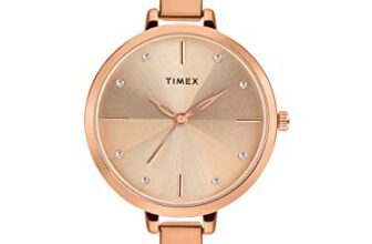 TIMEX Analog Watch for Women with Rose Gold Round Dial & Rose Gold Brass Bracelet Band Water Resistant Women’s Wrist Watches – TWEL128SMU05