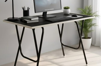 EuroQon Easy Fold Space Saver Foldable Engineered Wood Study Table(Free Standing, Finish Color – Black, Pre-assembled)