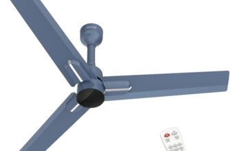 Polycab Wizzy Neo 1200mm 5-Star BLDC, Remote Ceiling fan for Living Room | 55% Energy Saving, 100% Copper, High Air Delivery, 6 Speed Setting, Free Installation【Blue Silver】