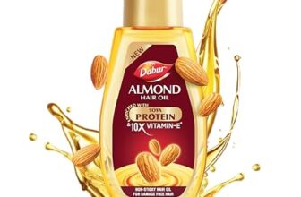 Dabur Almond Hair Oil – 500ml | Provides Damage Protection | Non Sticky Formula | For Soft & Shiny Hair | With Almonds, Keratin Protein, Soya Protein & 10X Vitamin E
