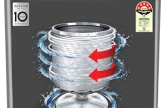 LG 8 Kg 5 Star Smart Inverter Technology Fully Automatic Top Load Washing Machine (T80VBMB4Z, Turbodrum, Auto Prewash, Stainless Steel drum, LED Display, Smart Diagnosis, Middle Black)