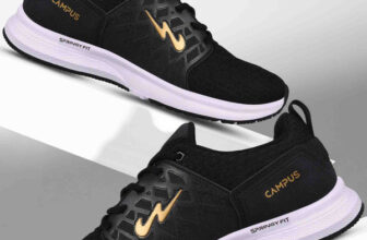 CAMPUS RODEO PRO Men’s Sports Shoes | Cushioned Comfort | Breathable Mesh | Lace-Up Running Shoes For Men(Black , 9)