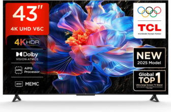 TCL 108 cm (43 inch) Ultra HD (4K) LED Smart Google TV 2025 Edition with MEMC | Dolby Vision-Atmos | HVA Panel & Metallic Bezel-Less(43V6C)
