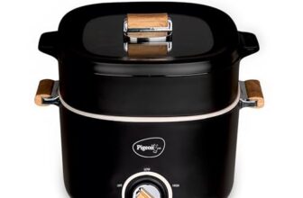 Pigeon Stainless Steel By Stovekraft Everyday Plus Multi-Cook Kettle,1000 Watts,2.5 Litre, Used For Boil, Brew, Cook & Serve All In One (Black)