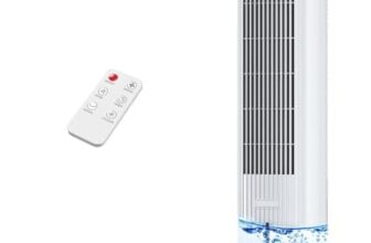 HIFRESH 107CM Tower Fan for Room w/Cooling, Memory & Aroma Function, Remote & Touch, 4 Modes & 3 Speed,15H Timer, 4.2L Dual Tanks, 6 Ice Pack, 20Ft Air Throw, Low Power Consumption Tower Fans for Home