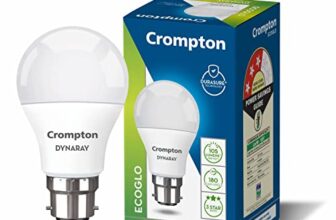 Crompton Dyna Ray 9 Watt LED Bulb Cool Day Light | Pack of 1 | B22 Base, Energy-Efficient | LED Bulb for Home & Office, Wide Light Spread