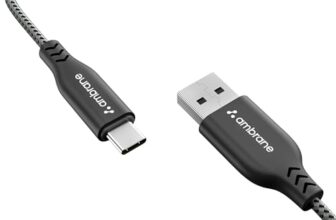 Ambrane Type C Cable 3A Fast Charging 1M Braided Cable for Iphone Smartphones, Tablets, Laptops & other Type C devices, 480Mbps Data Sync, Quick Charge 3.0 (RCT 10, Black)