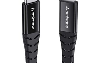 Ambrane Type-C to Lightning USB Cable, 22.5W Fast Charging, 480Mbps Data Sync Cable Compatible with iPhone, iPad, Macbook, iMac, AirPods, 1.25m (ABTL-125 Black)