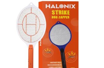 Halonix Bug Zapper Anti-Mosquito Racquet, Insect Killer Bat with Rechargeable 400 mAh Battery | Mosquito bat | Fly swatter | Orange