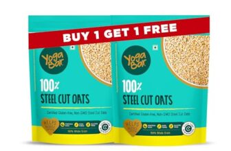 Yogabar Steel Cut Oats 750g(Pack of 2)| 100% Whole Grain, Gluten-Free, High Fiber, Non-GMO, Protein-Rich, No Sugar Added