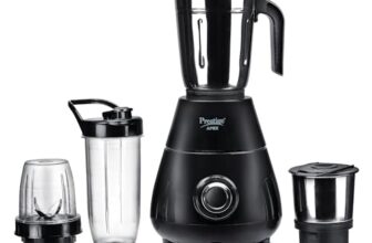 Prestige Apex Blendo 500 Watt Mixer Grinder with 4 Jars (2 Stainless Steel Jars + 2 Nutri Blend) | Super Efficient SS Blades | Black | 2Y Warranty | ISI Certified