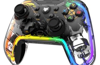EvoFox Elite X RGB Wired Gaming Controller for PC with 2 Programmable Macro Back Buttons, Adjustable Dual Vibration Motors,Turbo Mode,Analog Triggers, High Precision joysticks,Low Latency Plug and Play,Translucent Shell Gamepad for pc